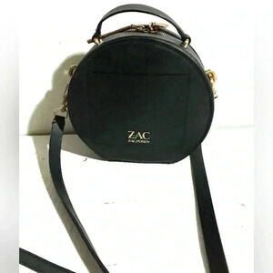 Zac Posen black eartha leather round top handbag